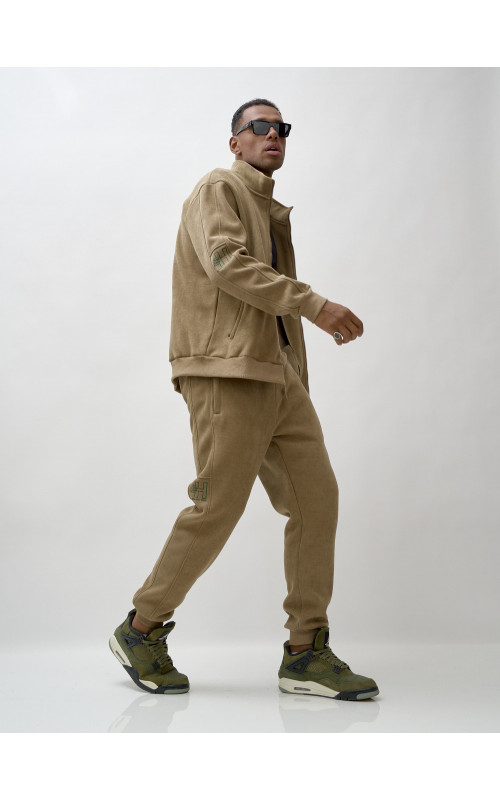 Мужской демисезонный спортивный костюм на флисе, коричневый, для активного отдыха в Тюмени