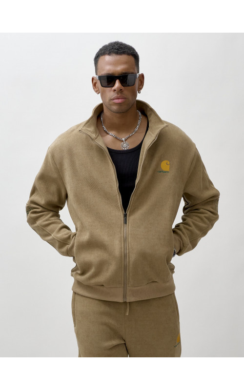 Мужской демисезонный спортивный костюм на флисе, коричневый, для активного отдыха в Тюмени