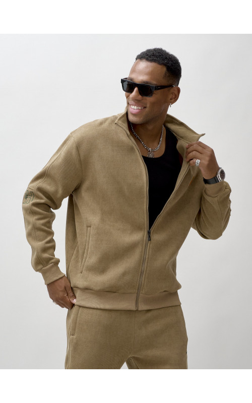 Мужской демисезонный спортивный костюм на флисе, коричневый, для активного отдыха в Тюмени