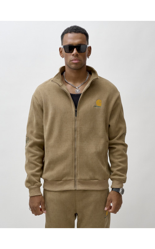 Мужской демисезонный спортивный костюм на флисе, коричневый, для активного отдыха в Тюмени