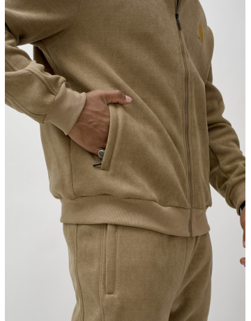 Мужской демисезонный спортивный костюм на флисе, коричневый, для активного отдыха в Тюмени