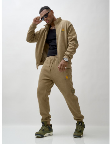 Мужской демисезонный спортивный костюм на флисе, коричневый, для активного отдыха в Тюмени