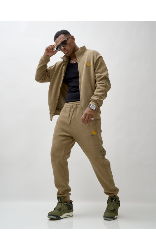 Мужской демисезонный спортивный костюм на флисе, коричневый, для активного отдыха в Тюмени