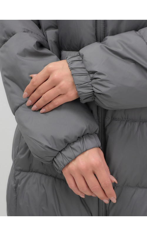 Женский зимний пуховик большого размера, тёмно-серый. в Тюмени