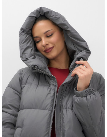 Женский зимний пуховик большого размера, тёмно-серый. в Тюмени