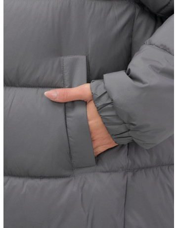 Женский зимний пуховик большого размера, тёмно-серый. в Тюмени