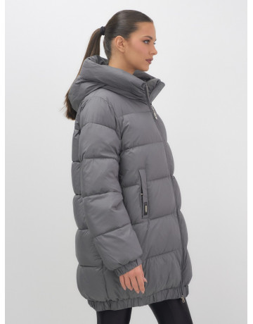 Женский зимний пуховик большого размера, тёмно-серый. в Тюмени