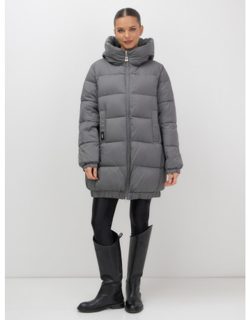 Женский зимний пуховик большого размера, тёмно-серый. в Тюмени