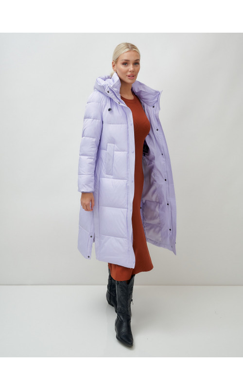 Женский длинный зимний пуховик с капюшоном