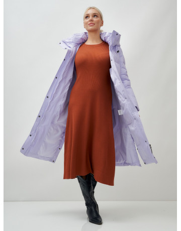 Женский длинный зимний пуховик с капюшоном