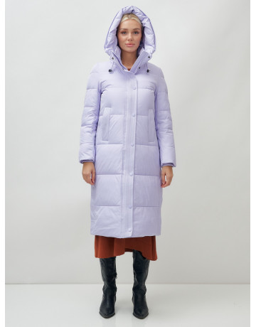 Женский длинный зимний пуховик с капюшоном
