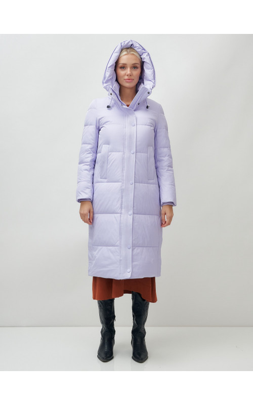 Женский длинный зимний пуховик с капюшоном