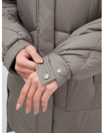 Пуховик с мехом песца для женщин, удлинённый, чёрный.