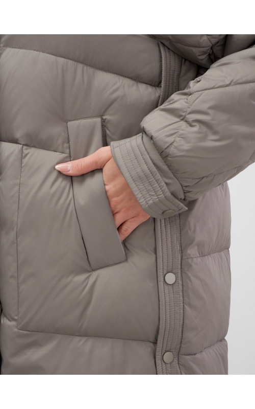 Пуховик с мехом песца для женщин, удлинённый, чёрный.