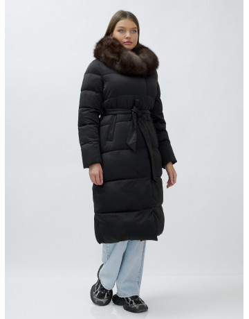 Женский зимний пуховик с мехом песца