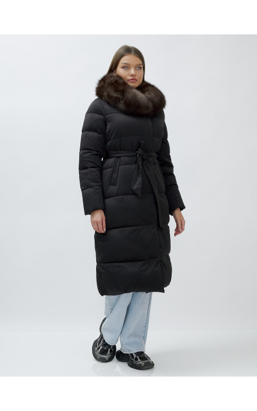 Женский зимний пуховик с мехом песца