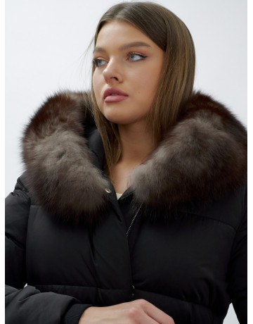 Женский зимний пуховик с мехом песца