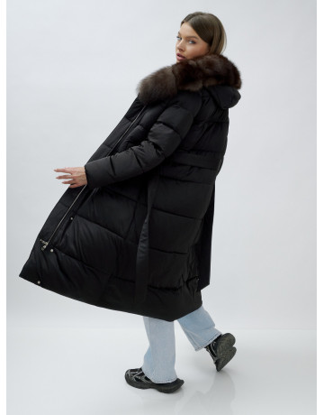 Женский зимний пуховик с мехом песца