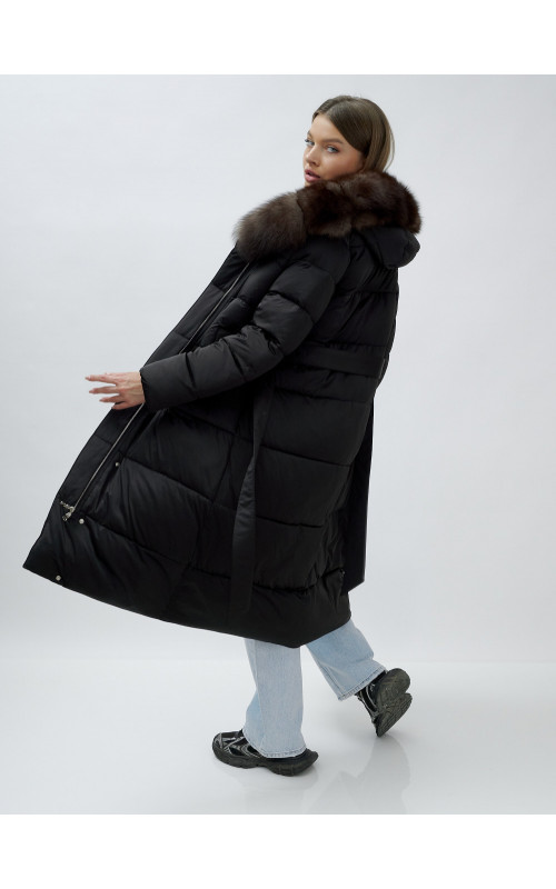 Женский зимний пуховик с мехом песца