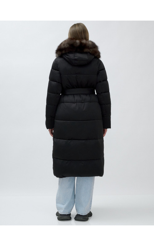 Женский зимний пуховик с мехом песца