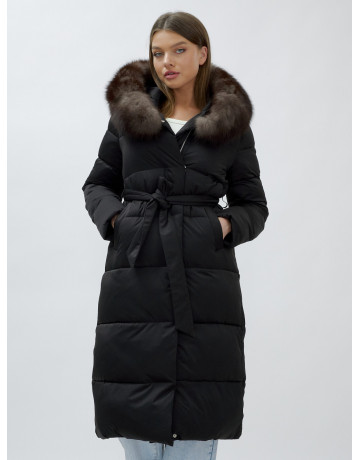 Женский зимний пуховик с мехом песца