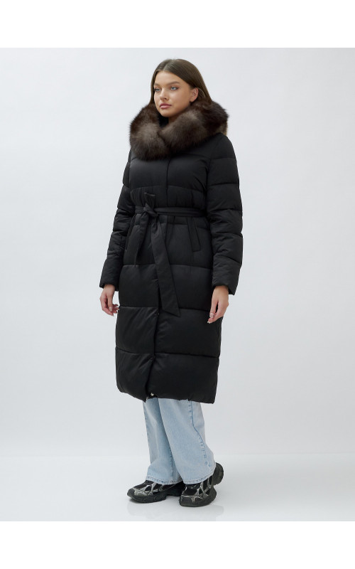 Женский зимний пуховик с мехом песца