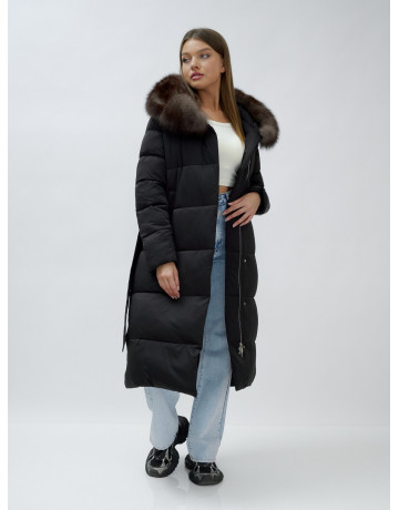 Женский зимний пуховик с мехом песца