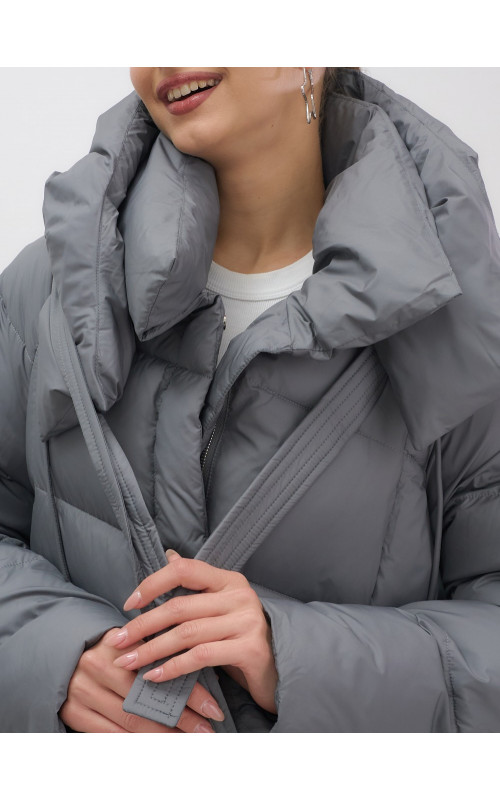 Длинный зимний пуховик для женщин с капюшоном