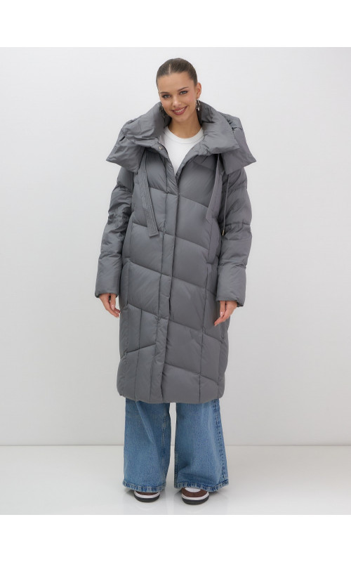 Длинный зимний пуховик для женщин с капюшоном