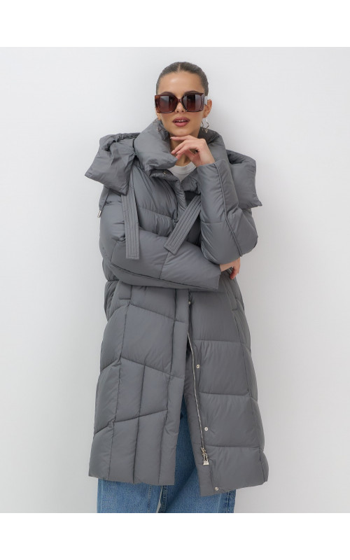Длинный зимний пуховик для женщин с капюшоном