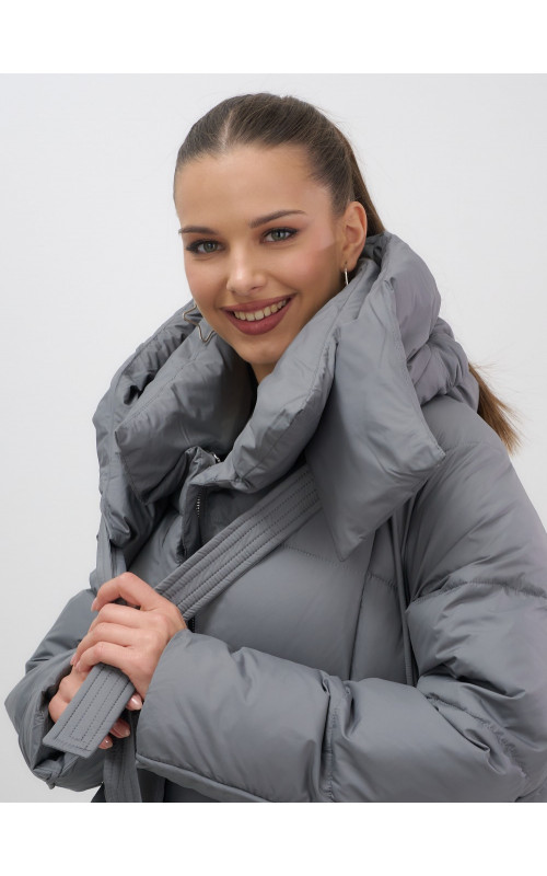 Длинный зимний пуховик для женщин с капюшоном