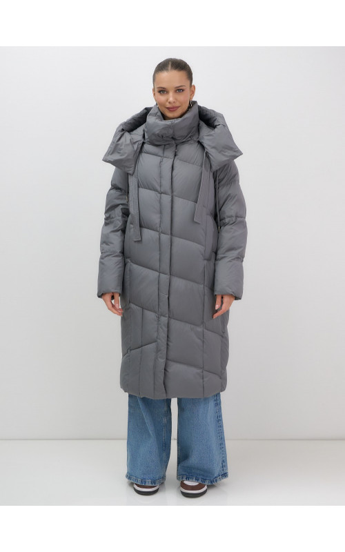 Длинный зимний пуховик для женщин с капюшоном