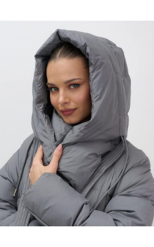 Длинный зимний пуховик для женщин с капюшоном