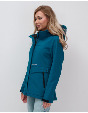 Женская спортивная ветровка с капюшоном softshell, синяя, для активного отдыха в Тюмени