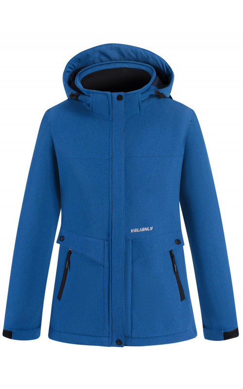 Женская спортивная ветровка с капюшоном softshell, синяя, для активного отдыха в Тюмени
