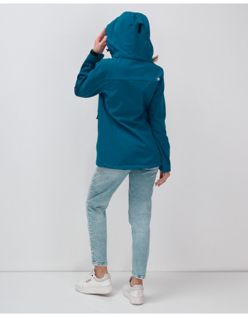 Женская спортивная ветровка с капюшоном softshell, синяя, для активного отдыха в Тюмени