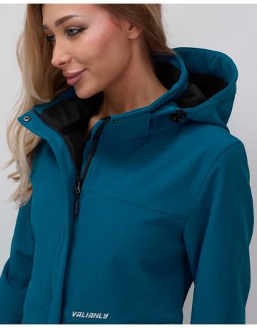 Женская спортивная ветровка с капюшоном softshell, синяя, для активного отдыха в Тюмени