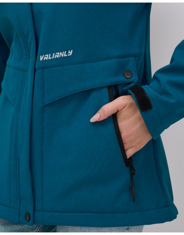 Женская спортивная ветровка с капюшоном softshell, синяя, для активного отдыха в Тюмени