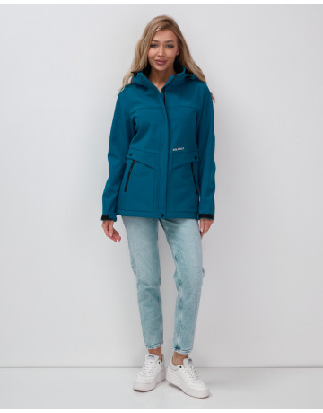 Женская спортивная ветровка с капюшоном softshell, синяя, для активного отдыха в Тюмени