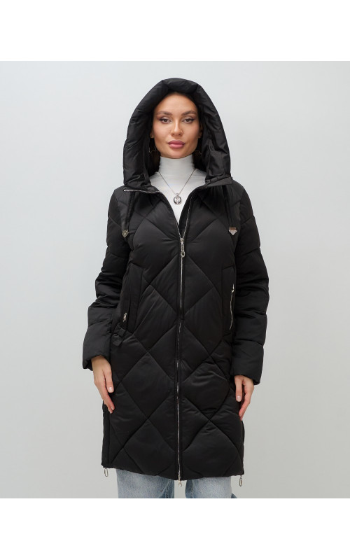 Длинный женский пуховик с капюшоном для зимы