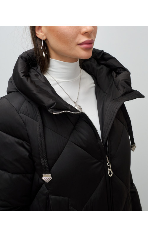 Длинный женский пуховик с капюшоном для зимы