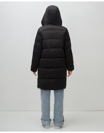 Длинный женский пуховик с капюшоном для зимы