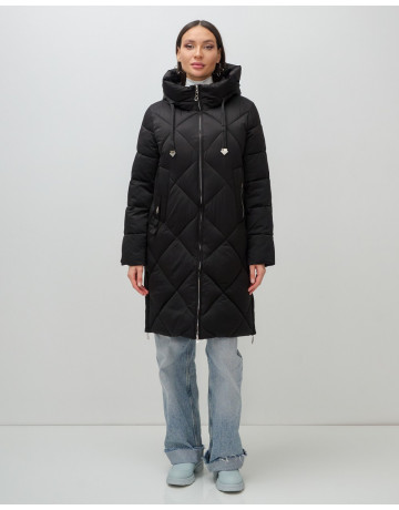 Длинный женский пуховик с капюшоном для зимы