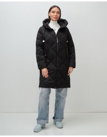 Длинный женский пуховик с капюшоном для зимы