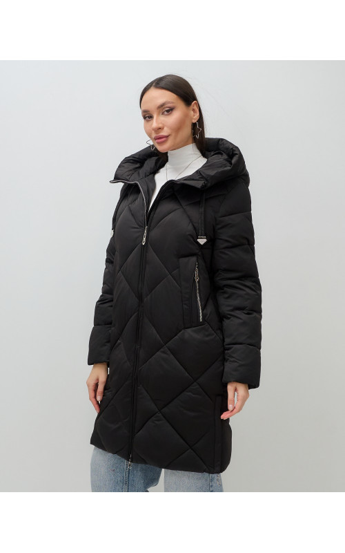 Длинный женский пуховик с капюшоном для зимы