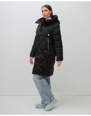 Длинный женский пуховик с капюшоном для зимы