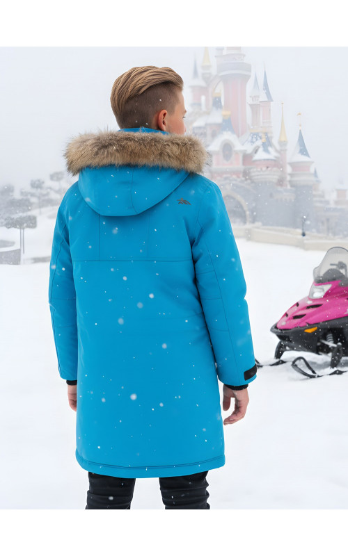 Зимняя парка с мехом енота для мальчика-подростка