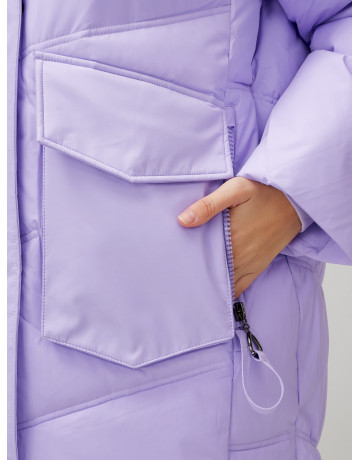 Длинный зимний пуховик с капюшоном «Летучая мышь» для женщин