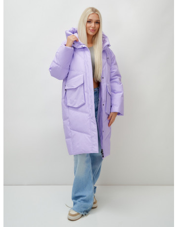 Длинный зимний пуховик с капюшоном «Летучая мышь» для женщин