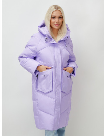 Длинный зимний пуховик с капюшоном «Летучая мышь» для женщин